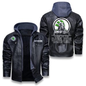 Come To The Dark Side Star War Skoda Removable Hood Leather Jacket, Winter Outer Wear For Men And Women