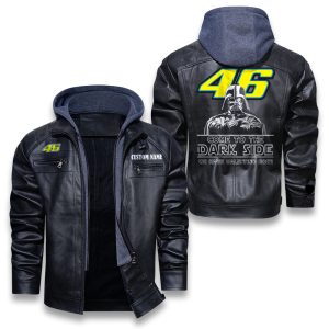 Come To The Dark Side Star War Valentino Rossi 46 Removable Hood Leather Jacket, Winter Outer Wear For Men And Women