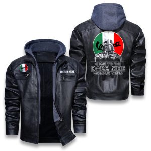 Come To The Dark Side Star War Vespa Removable Hood Leather Jacket, Winter Outer Wear For Men And Women