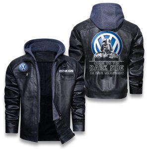 Come To The Dark Side Star War Volkswagen Group Removable Hood Leather Jacket, Winter Outer Wear For Men And Women