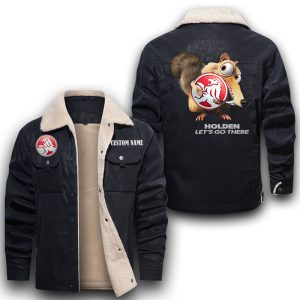 Scrat Squirrel In Ice Age Holden Leather Jacket With Velvet Inside, Winter Outer Wear For Men And Women