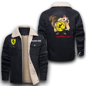 Scrat Squirrel In Ice Age LaFerrari Leather Jacket With Velvet Inside, Winter Outer Wear For Men And Women