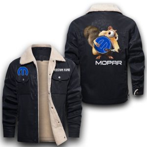 Scrat Squirrel In Ice Age Mopar Leather Jacket With Velvet Inside, Winter Outer Wear For Men And Women