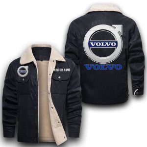 Custom Name AB Volvo Leather Jacket With Velvet Inside, Winter Outer Wear For Men And Women
