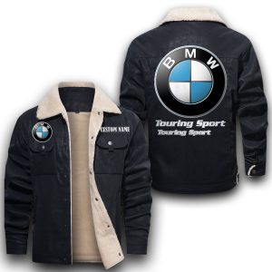 Custom Name BMW Leather Jacket With Velvet Inside, Winter Outer Wear For Men And Women