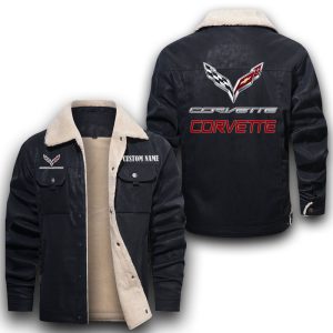 Custom Name Chevrolet Corvette Leather Jacket With Velvet Inside, Winter Outer Wear For Men And Women