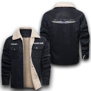 Custom Name Chrysler Leather Jacket With Velvet Inside, Winter Outer Wear For Men And Women