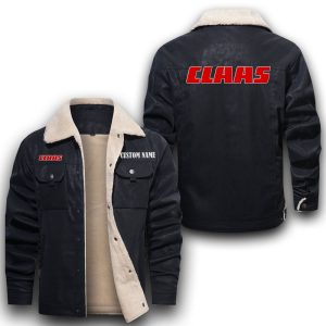 Custom Name Claas Leather Jacket With Velvet Inside, Winter Outer Wear For Men And Women