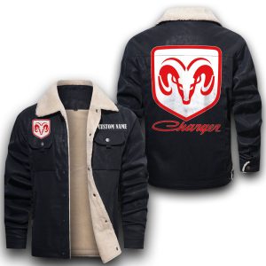 Custom Name Dodge Charger Leather Jacket With Velvet Inside, Winter Outer Wear For Men And Women