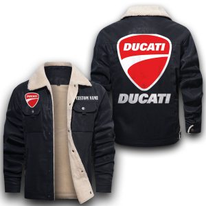 Custom Name Ducati Leather Jacket With Velvet Inside, Winter Outer Wear For Men And Women