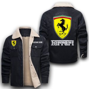 Custom Name Ferrari Leather Jacket With Velvet Inside, Winter Outer Wear For Men And Women