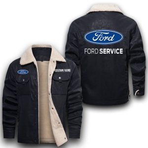 Custom Name Ford Leather Jacket With Velvet Inside, Winter Outer Wear For Men And Women