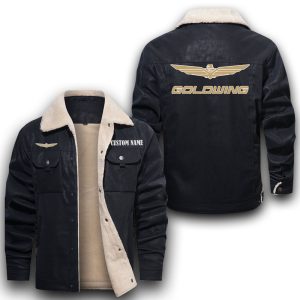 Custom Name Goldwing Leather Jacket With Velvet Inside, Winter Outer Wear For Men And Women