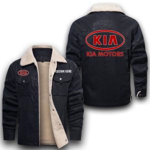 Custom Name Kia Leather Jacket With Velvet Inside, Winter Outer Wear For Men And Women