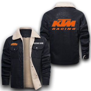 Custom Name KTM Leather Jacket With Velvet Inside, Winter Outer Wear For Men And Women