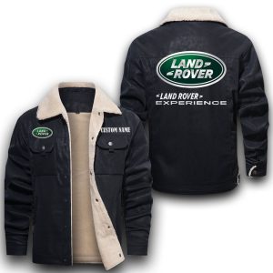 Custom Name Land Rover Leather Jacket With Velvet Inside, Winter Outer Wear For Men And Women