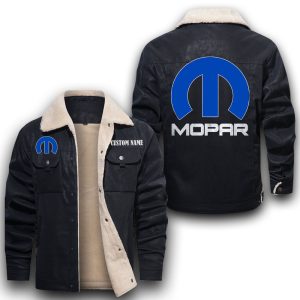 Custom Name Mopar Leather Jacket With Velvet Inside, Winter Outer Wear For Men And Women