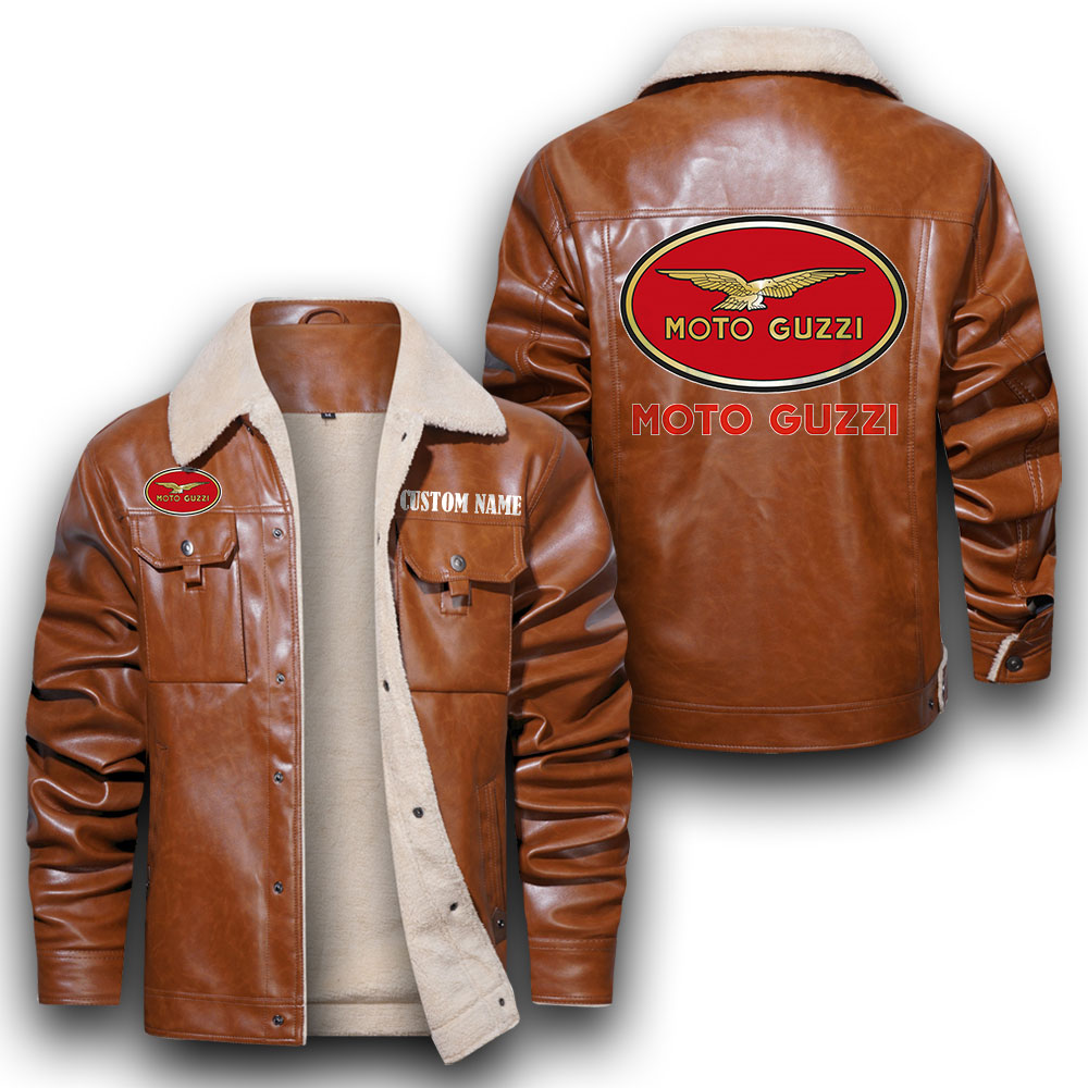 Custom Name Moto Guzzi Leather Jacket With Velvet Inside, Winter Outer ...
