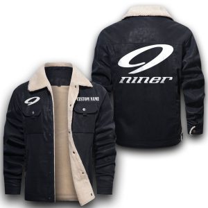 Custom Name Niner Bikes Leather Jacket With Velvet Inside, Winter Outer Wear For Men And Women