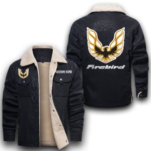 Custom Name Pontiac Firebird Leather Jacket With Velvet Inside, Winter Outer Wear For Men And Women