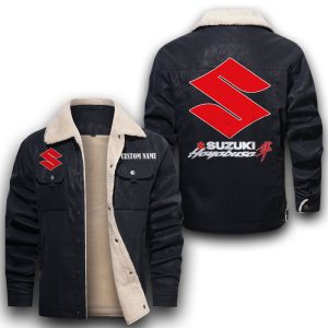 Custom Name Suzuki Hayabusa Leather Jacket With Velvet Inside, Winter Outer Wear For Men And Women