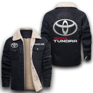 Custom Name Toyota Tundra Leather Jacket With Velvet Inside, Winter Outer Wear For Men And Women