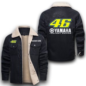 Custom Name Valentino Rossi 46 Leather Jacket With Velvet Inside, Winter Outer Wear For Men And Women