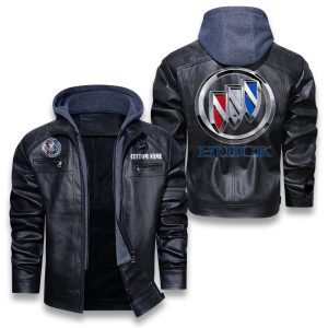 Custom Name Buick Removable Hood Leather Jacket, Winter Outer Wear For Men And Women