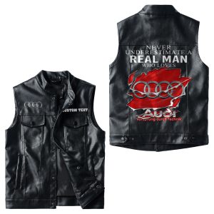 A Real Man Who Loves Custom Name Audi-logo Logo Leather Vest For Men And Women