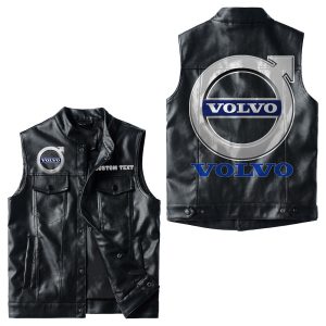 Custom Name AB Volvo Logo Leather Vest For Men And Women