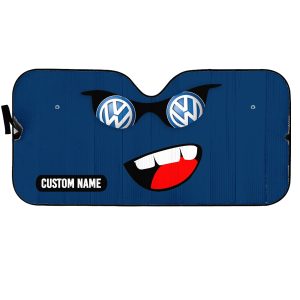 Volkswagen Funny Face Custom Name Colorful Car Sunshade for Men Women