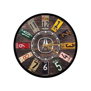 Minicooper Logo Round Shape Wood Clock Custom Name Christmas Birthday Gift for Men Women