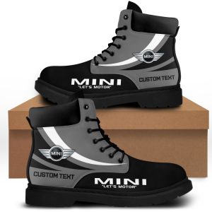 Minicooper Personalized Name Design Leather Boots Car Logo Shoes for Men Women