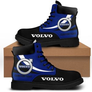 Volvo Personalized Name Design Leather Boots Car Logo Shoes for Men Women