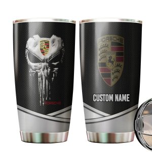 Custom Name Skull Porsche Tumbler Gift For Men Women